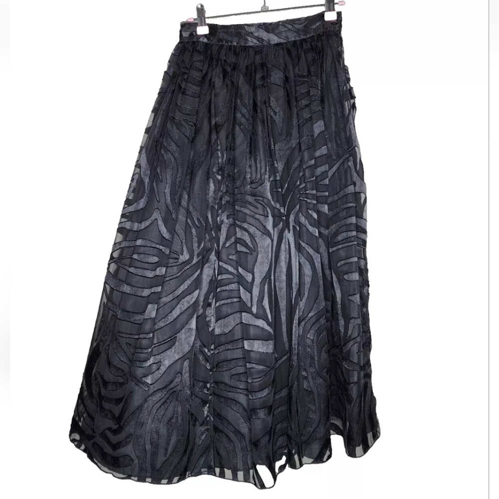 1980s Cathy Hardwick Black Full Vintage Midi Skirt Size 6
